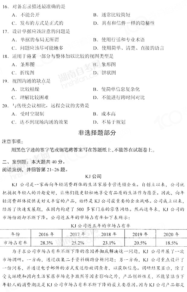 商务交流二自考真题及答案