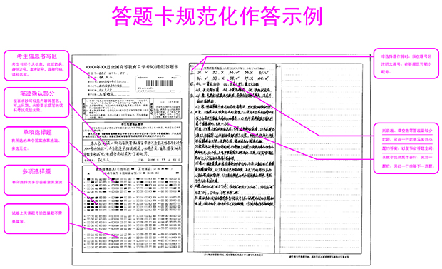 湖南省高等教育自学考试答题卡规范参考模板